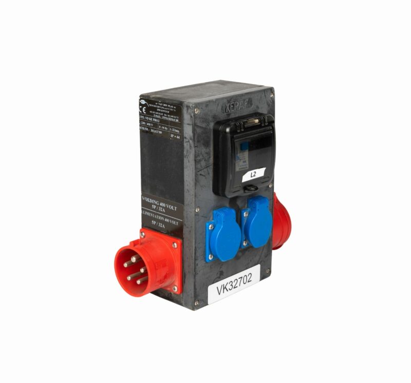 Verdeelkast 32A (blok) (32A doorlus + 2 x shuco)